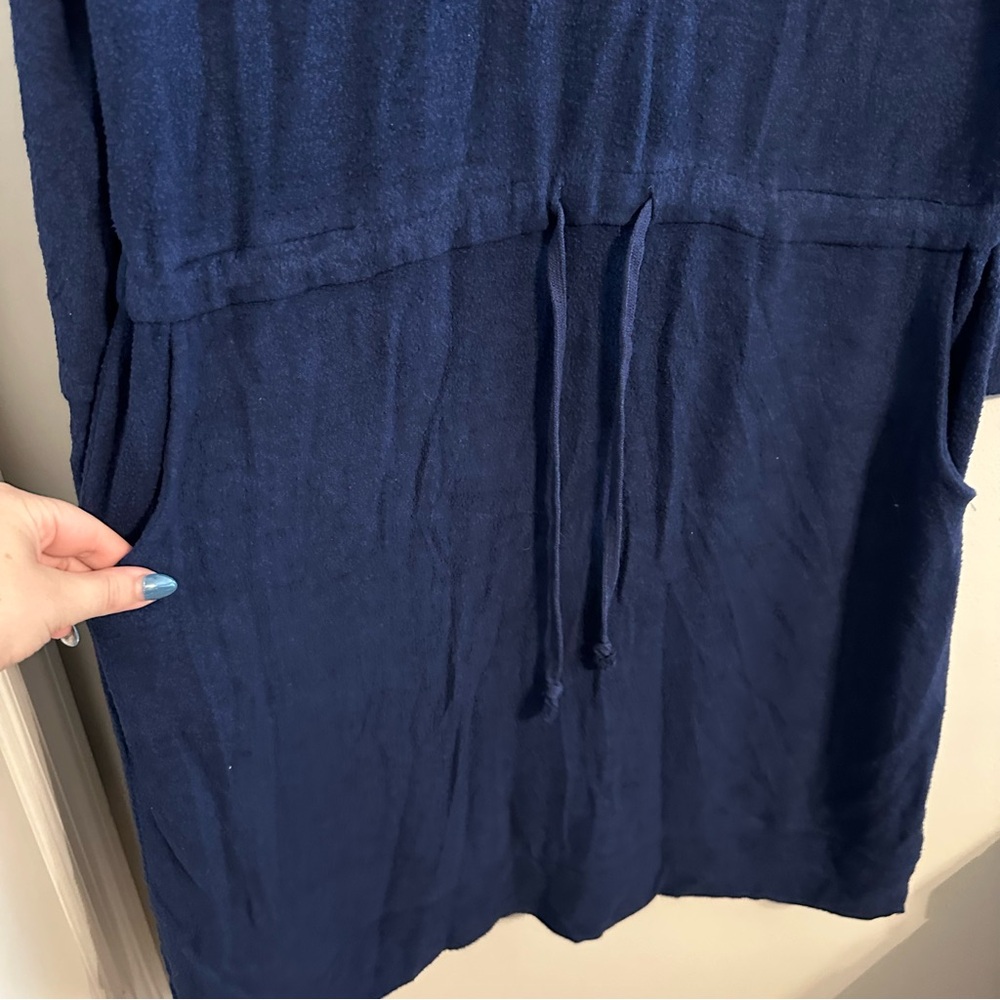 Soft Surroundings Blue Fleece Drawstring Waist Dress size Medium - Picture 4 of 10
